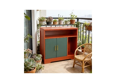 Zeus & Ruta 31 in Hidden Cat Litter Box Enclosure with Shelf Storage Modern Wooden Cabinet for Living Room