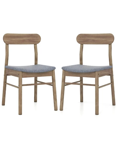 Gouun Set of 2 Fabric Upholstered Armless Dining Chairs with Rubber Wood Frame in Oak