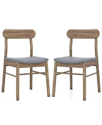 Gouun Set of 2 Fabric Upholstered Armless Dining Chairs with Rubber Wood Frame in Oak