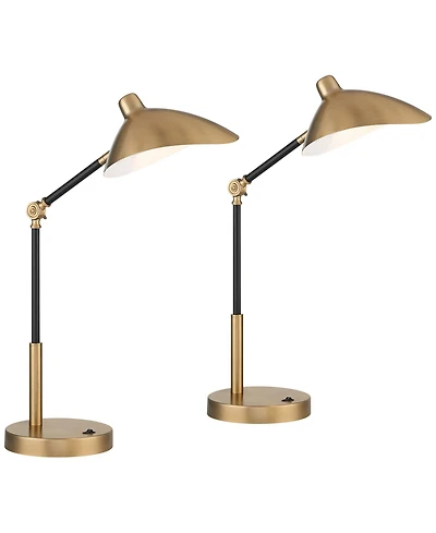 360 Lighting Colborne 28" Tall Mid Century Modern Desk Lamps Set of 2 Usb Port Adjustable Led
