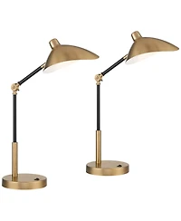 360 Lighting Colborne 28" Tall Mid Century Modern Desk Lamps Set of 2 Usb Port Adjustable Led