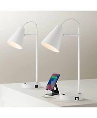 360 Lighting Chase 23" High Small Modern Desk Lamps Set of 2 Usb Port Metal Home Office Living Room Charging Bedroom Bedside