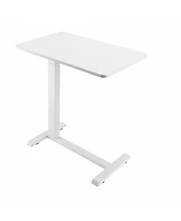Gouun Adjustable Overbed Table with Hidden Wheels, 25.4-40.47 in Height Hydraulic Bedside Desk with Cup Holder