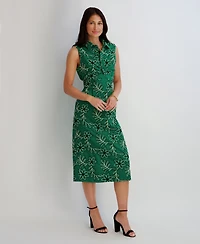 Kensie Women's Novelty Corded Woven Collared Midi Dress