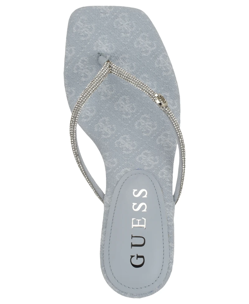 Guess Women's Mayan Rhinestone Thong Kitten Heel Sandals