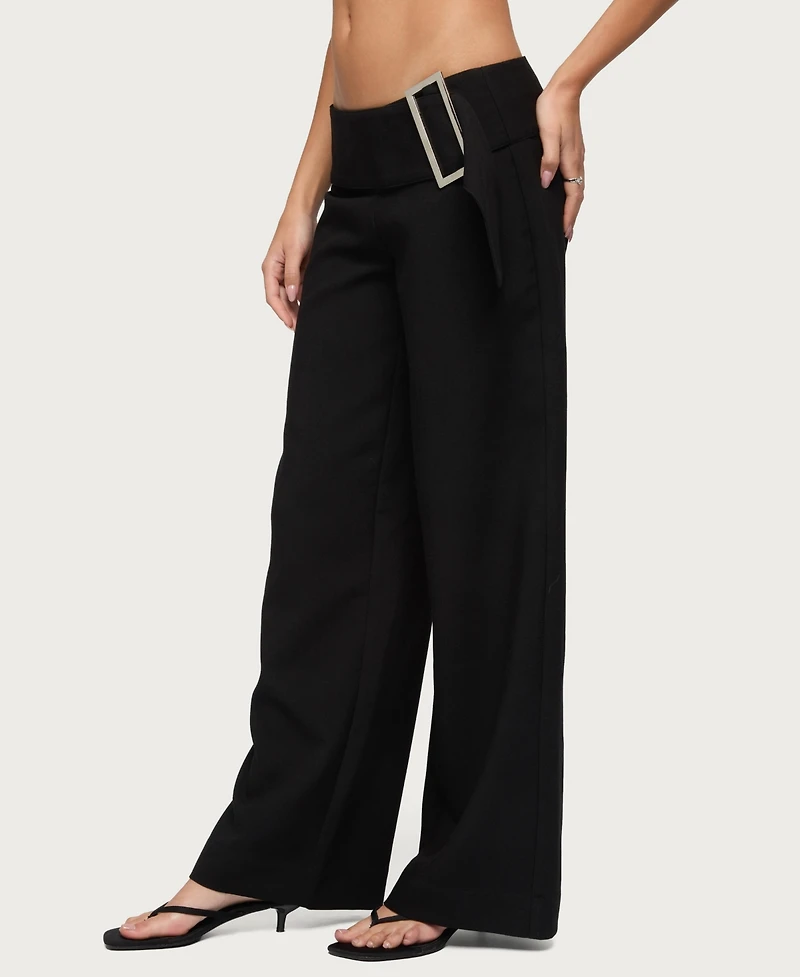 Edikted Women's Cerise Buckle Low Rise Baggy Pants