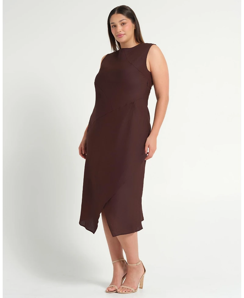 Estelle Women's Plus Nadia Linen Midi Dress