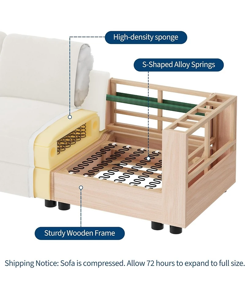Gaomon Modular Sectional Sofa L-Shaped Couch with Movable Ottoman- Convertible Chenille Sofa