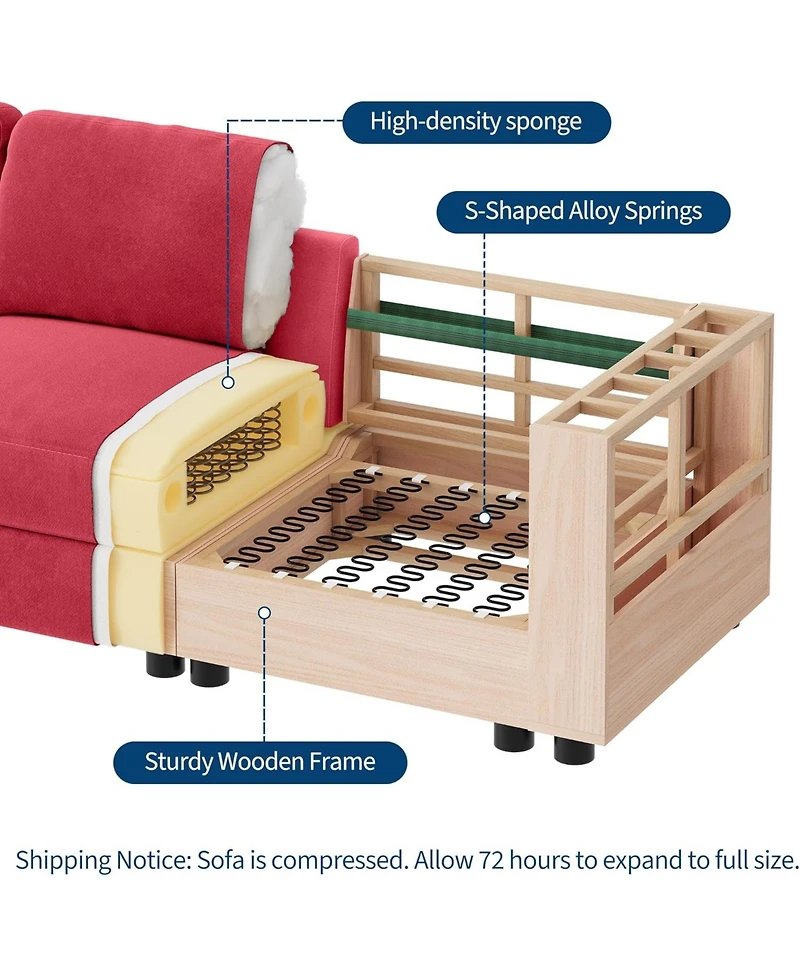 Gaomon Modular Sectional Sofa L-Shaped Couch with Movable Ottoman- Convertible Chenille Sofa