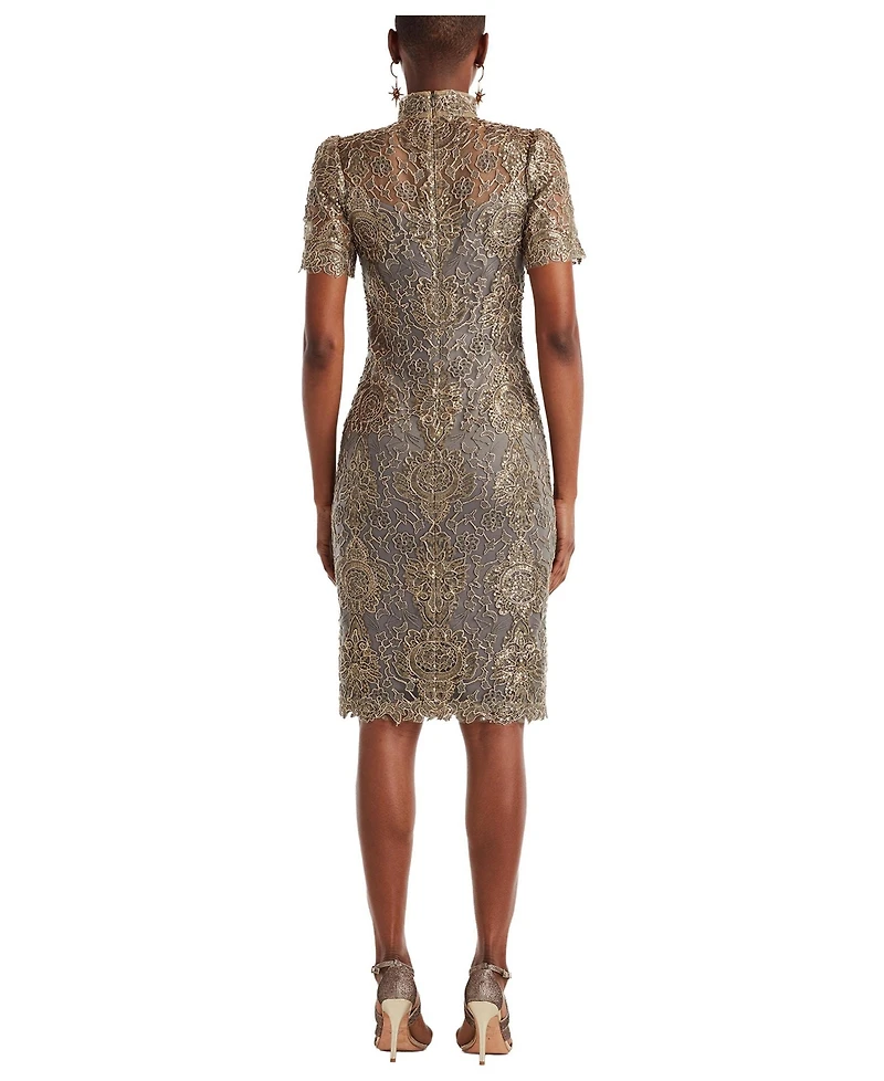 Tadashi Shoji Women's Marise Sequin Embroidered Illusion Dress