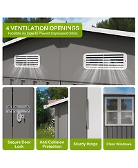 Mondawe 10 x 14 Ft Outdoor Metal Storage Shed with 3 Lockable Doors and Window, Large Garden Tool Shed