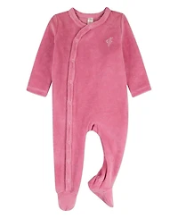 MeMoi Baby Girls Girl "Heart Cluster" Mini-Ribbed Cotton-Rich Velour Footie
