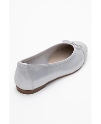 Forever and Always Shoes Copos Leather Bow Cap Toe Ballet Flat