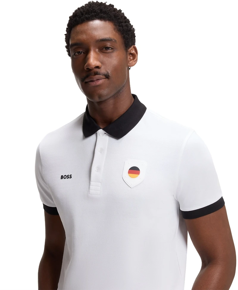 Boss by Hugo Men's Paddy Germany Country Flag Trim Polo Shirt