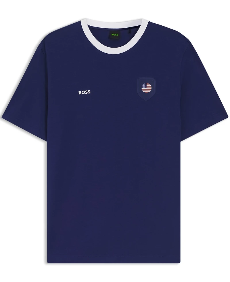 Boss by Hugo Men's Stretch-Cotton Usa Country Flag Logo T-Shirt