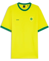 Boss by Hugo Men's Stretch-Cotton Brazil Country Flag Logo T-Shirt