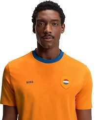 Boss by Hugo Men's Stretch-Cotton Netherlands Country Flag Logo T-Shirt