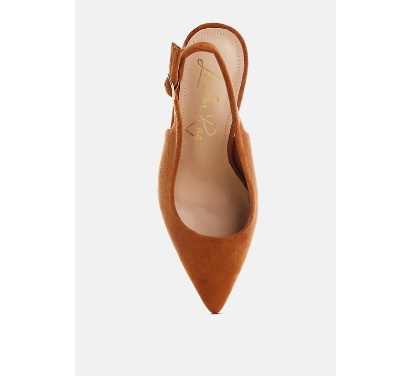 London Rag Women's Theobs Soft Microfiber Pointed Toe Slingbacks