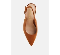 London Rag Women's Theobs Soft Microfiber Pointed Toe Slingbacks