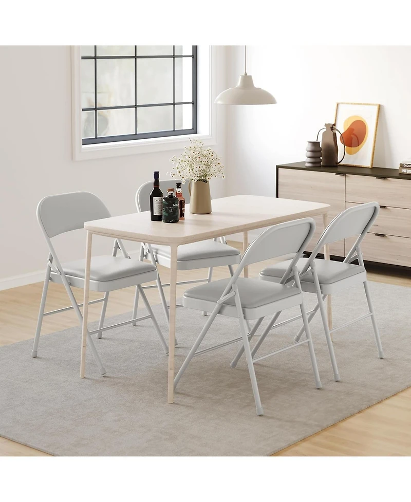 gaomon Folding Chairs 4 Pack With Padded Cushion and Back,Foldable Chair With Metal Frame Hold Up to 350 Pounds,Portable Folding Chair Suitable