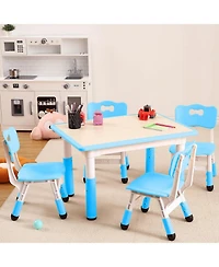 gaomon Kids Table and 4 Chairs Set, Toddler Height Adjustable Desk with Graffiti Desktop, Non-Slip Legs, Max 300lbs,Arts and Crafts Table