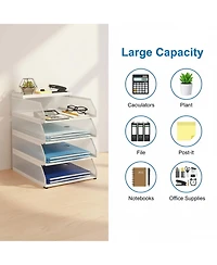 Yigii 4-tier Stackable Metal Mesh Desk Organizer Trays File Document Storage Rack