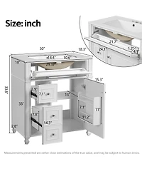 Busdays Bathroom Vanity Cabinet with Ceramic Sink Basin, 30 Inch, Storage Cabinet with Soft Close Doors and Door Organizer
