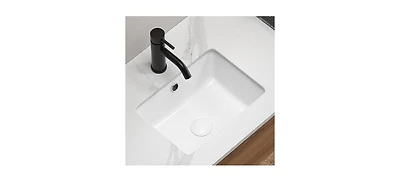 Busdays 16 Inch Rectangle Undermount Bathroom Sink Under Counter Vanity Sink Opening Size White Porcelain Basin Sink Para Banos