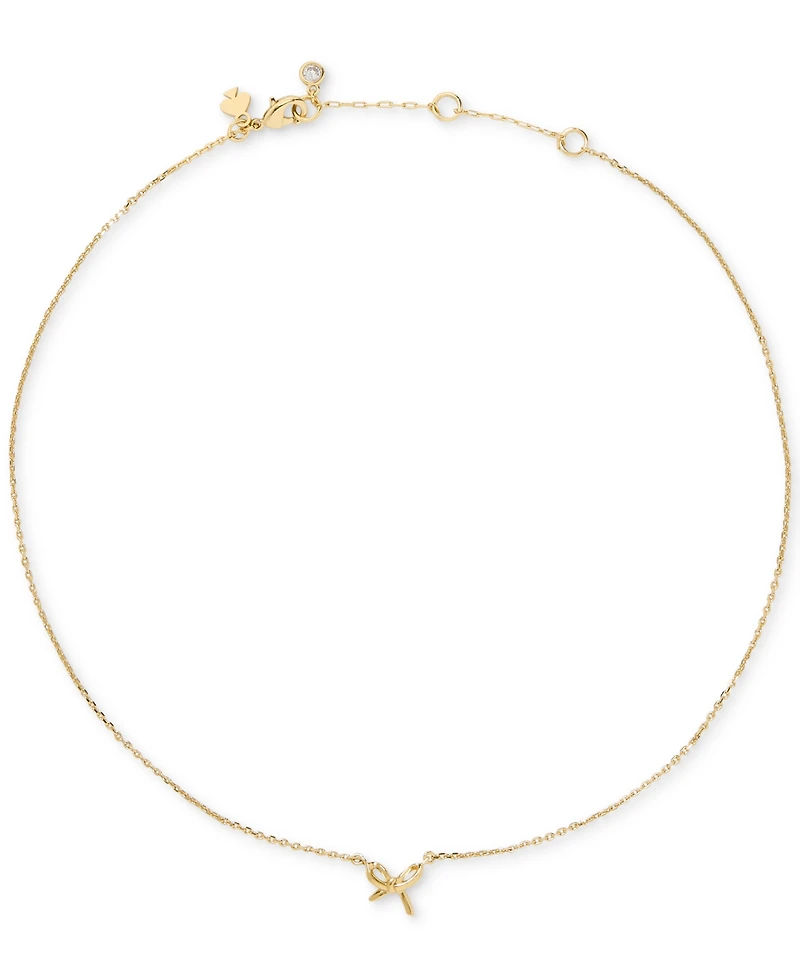 kate spade new york Girlie Pearlie Cubic Zirconia Mini Bow Pendant Necklace