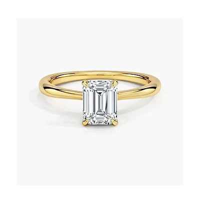 Dloria Valentina Moissanite 3 ct. t.w. Emerald Cut Solitaire Ring Gold Vermeil