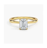 Dloria Valentina Moissanite 3 ct. t.w. Emerald Cut Solitaire Ring Gold Vermeil