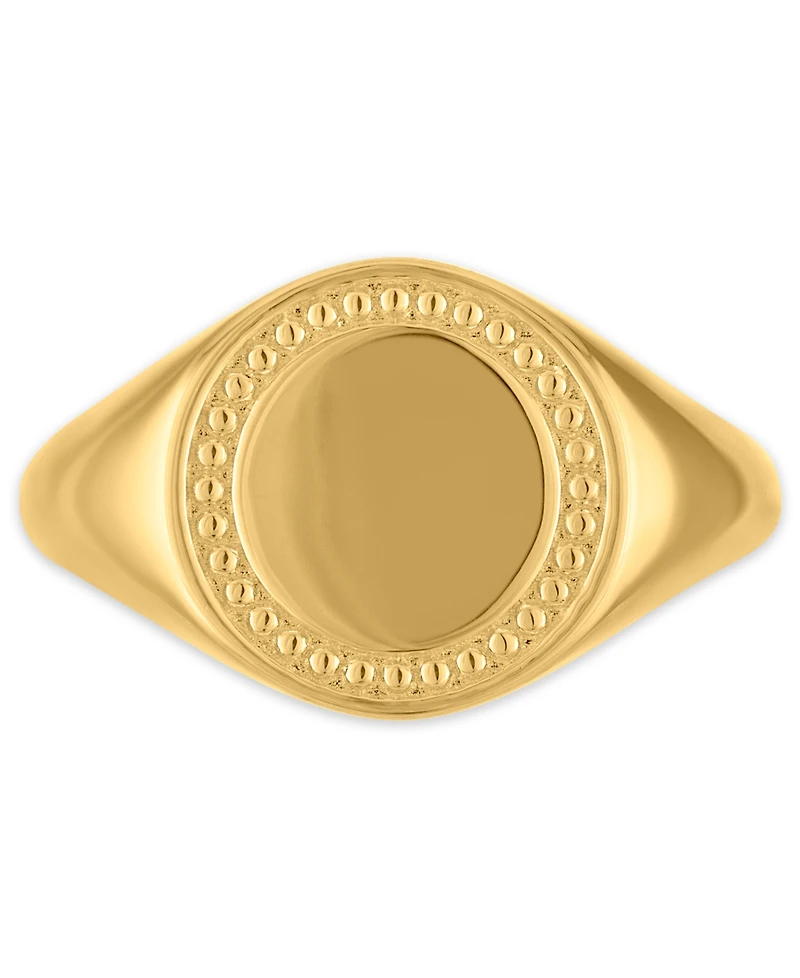 Macy's Men's Round Signet Ring in 14k Gold Over Sterling Silver