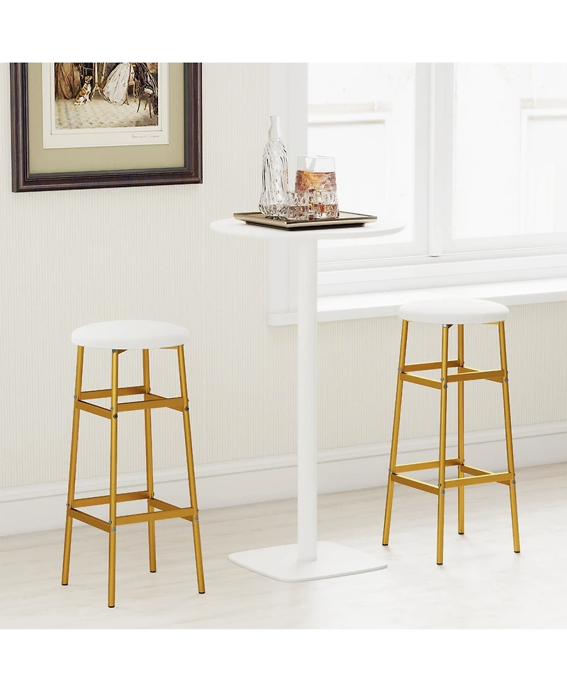 Gymax Bar Stools Set of w/ Sturdy Metal Frame and Footrest for Kitchen Island