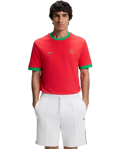 Boss by Hugo Men's Stretch-Cotton Portugal Country Flag Logo T-Shirt