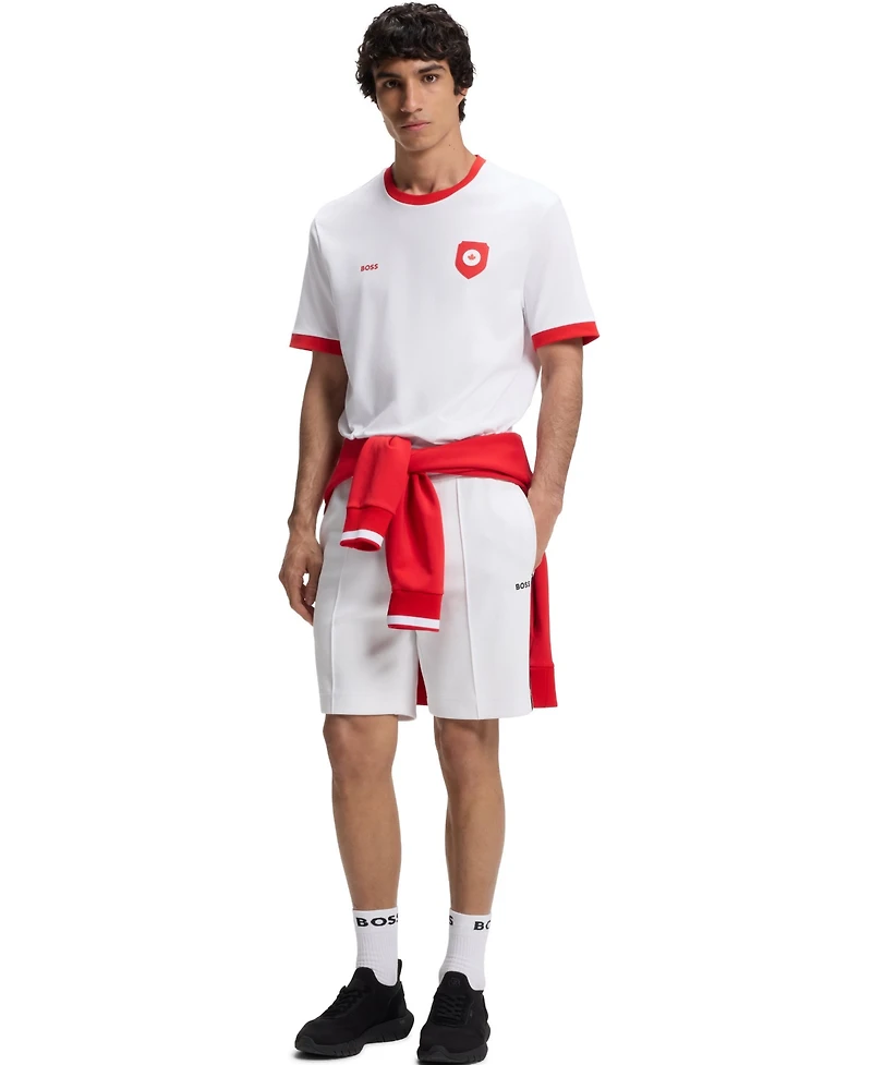 Boss by Hugo Men's Stretch-Cotton Canada Country Flag Logo T-Shirt