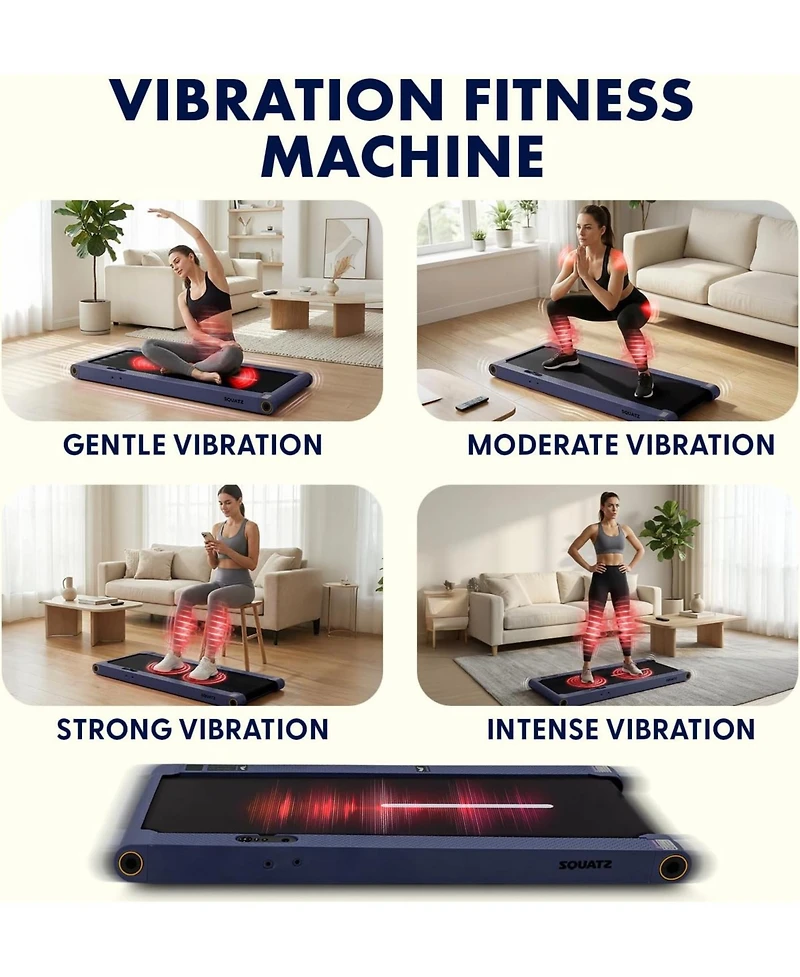 Squatz 2-in-1 Walking Pad Treadmill with Vibration Plates (SQWPVH15BL)