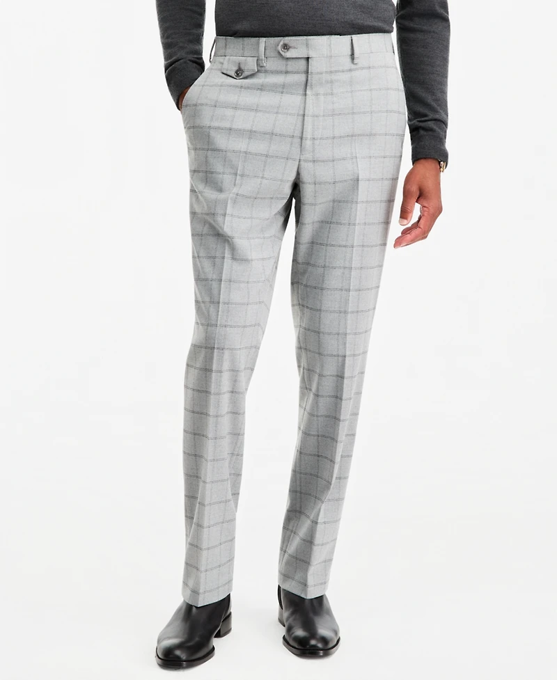 Tayion Collection Men's Classic-Fit Gray & Black Check Suit Separate Pants