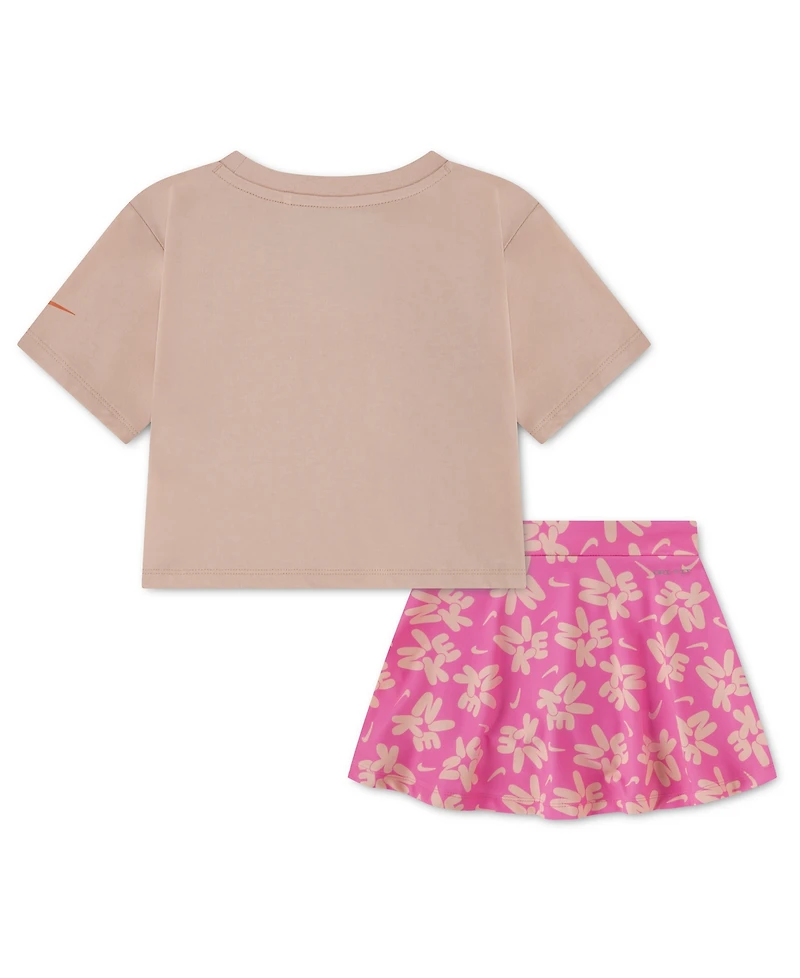 Nike Girls' 2T-4T Short-Sleeve T-Shirt and Skort, 2-Piece Set