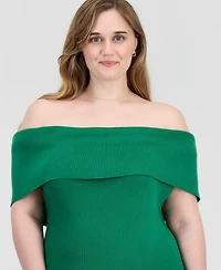 Full Corcle Trends Trendy Plus Marilyn Off-The-Shoulder Dress