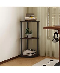 Homlux 3 Tier Decorative Corner Bookshelf Display Rack, Dark Cherry