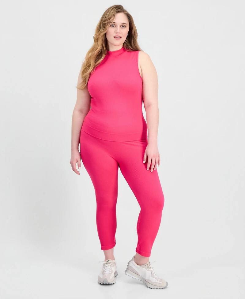 Full Circle Trends Trendy Plus Ribbed Mock Neck Top & Pants Set