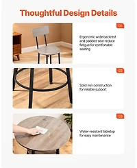 Gouun 3 Piece Bar Table Set with 2 Stools and Storage Shelf