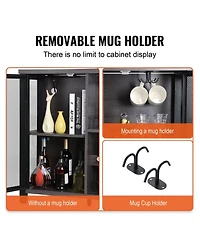 Gouun 47 Inch Industrial Bar Cabinet with Wine Rack and Power Outlets