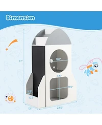 Slickblue 3-Tier Kids Bookshelf Rocket Space Theme Toddler Toy Storage Organizer