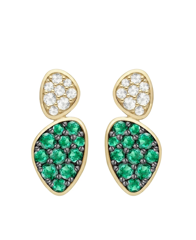 Macy's Lab Grown Ruby (1 ct. t.w.) & White Sapphire (1/3 Earrings 14k Gold Over Sterling Silver (Also Available Emerald Sa