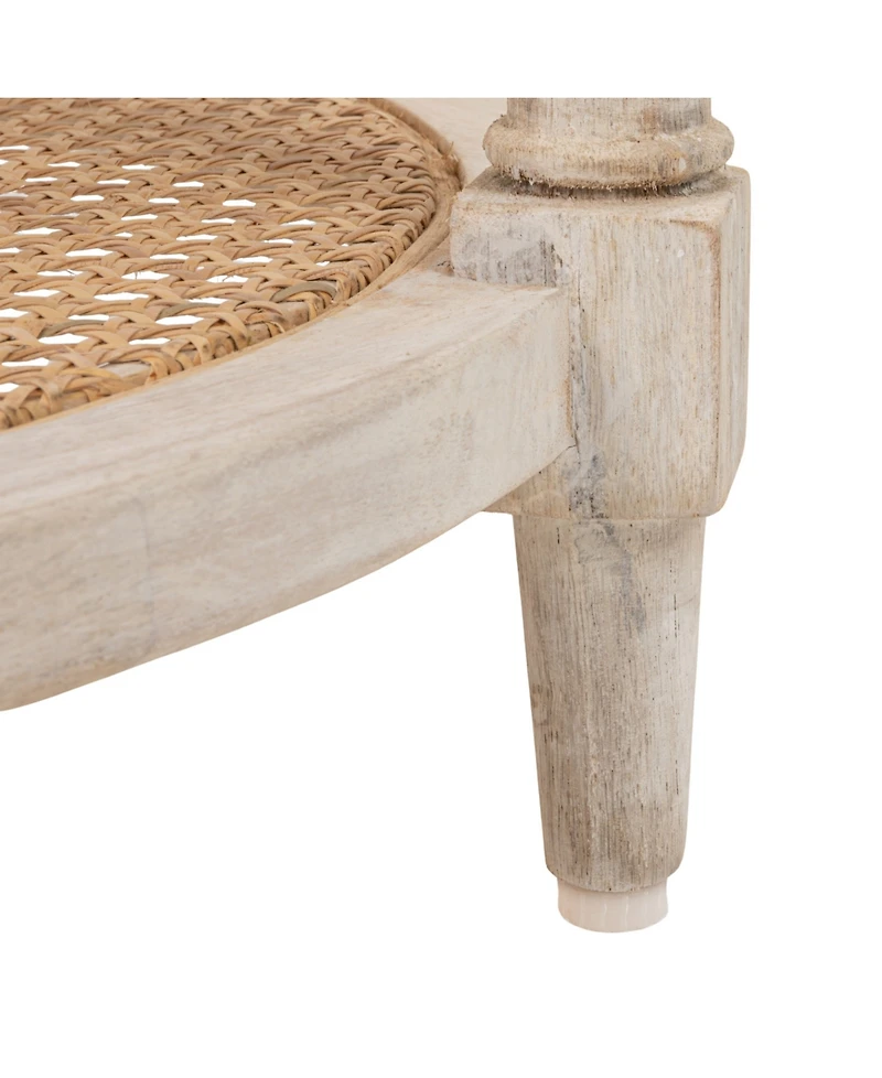 Storied Home Round 23" Wood End Table with 2-Woven Cane Shelves