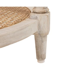 Storied Home Round 23" Wood End Table with 2-Woven Cane Shelves