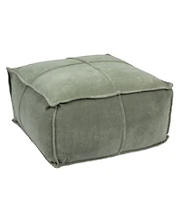 Storied Home Square 24" Cotton Pouf with Piped Detail