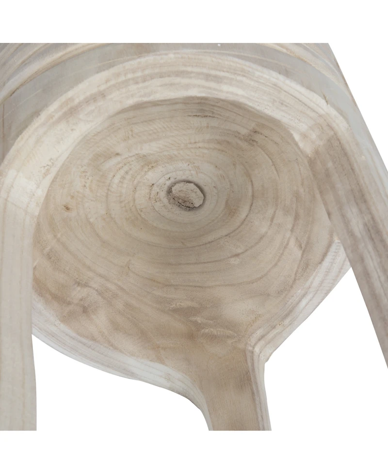 Storied Home 14" Paulownia Wood Carved Stool