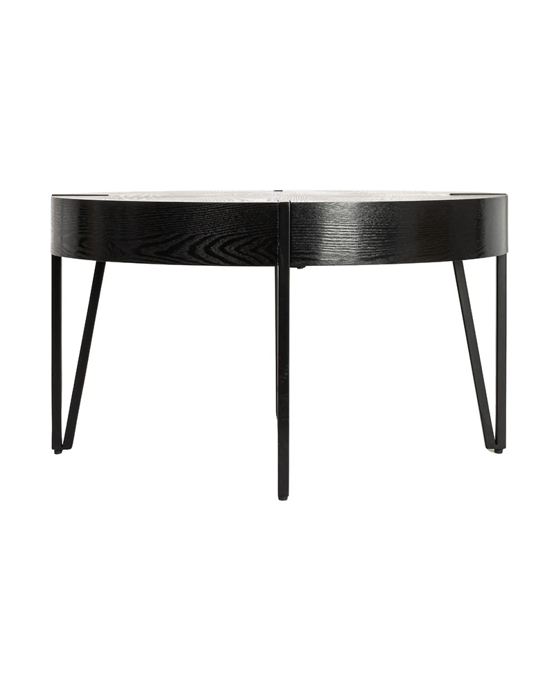 Storied Home Astoria 31" Wood Round Side Coffee Table with Metal Hairpin Legs